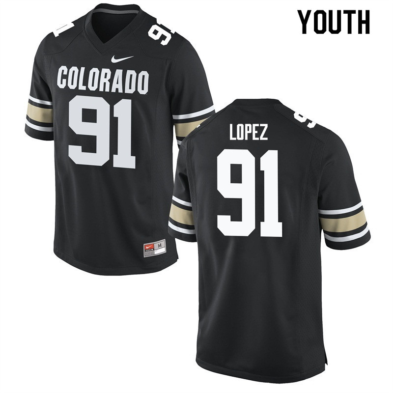 Youth #91 Eddy Lopez Colorado Buffaloes College Football Jerseys Sale-Home Black - Click Image to Close